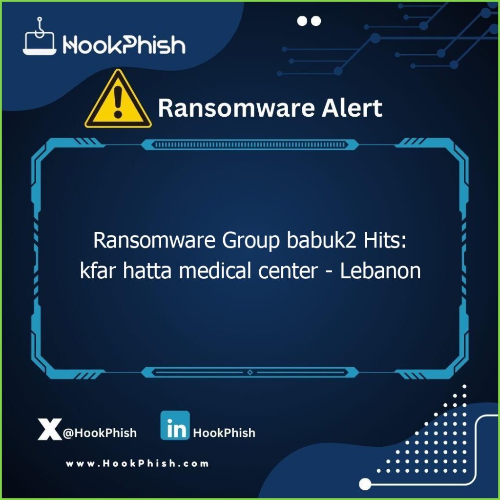 hookphish post ransomware group babuk hits kfar hatta medical center lebanon