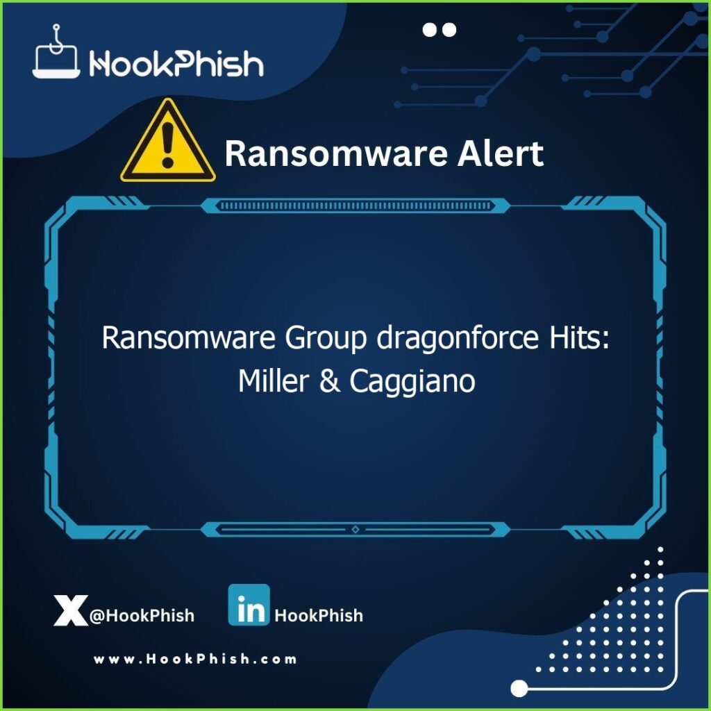 hookphish post ransomware group dragonforce hits miller caggiano
