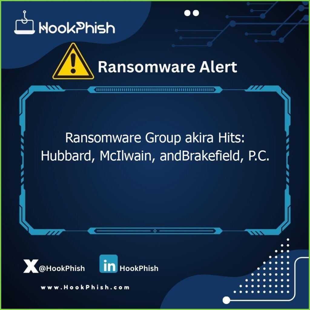 hookphish post ransomware group akira hits hubbard mcilwain andbrakefield p c
