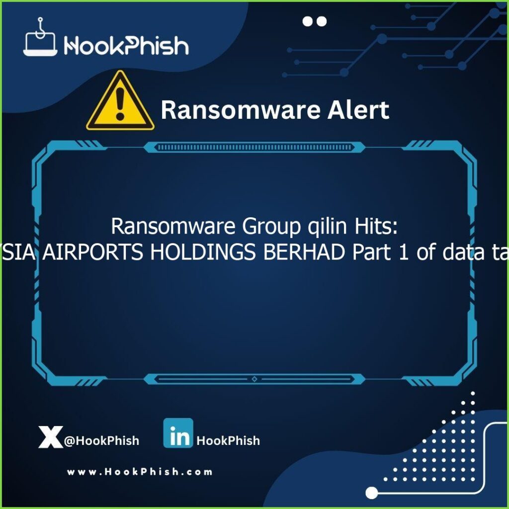 hookphish post ransomware group qilin hits malaysia airports holdings berhad part of data taken