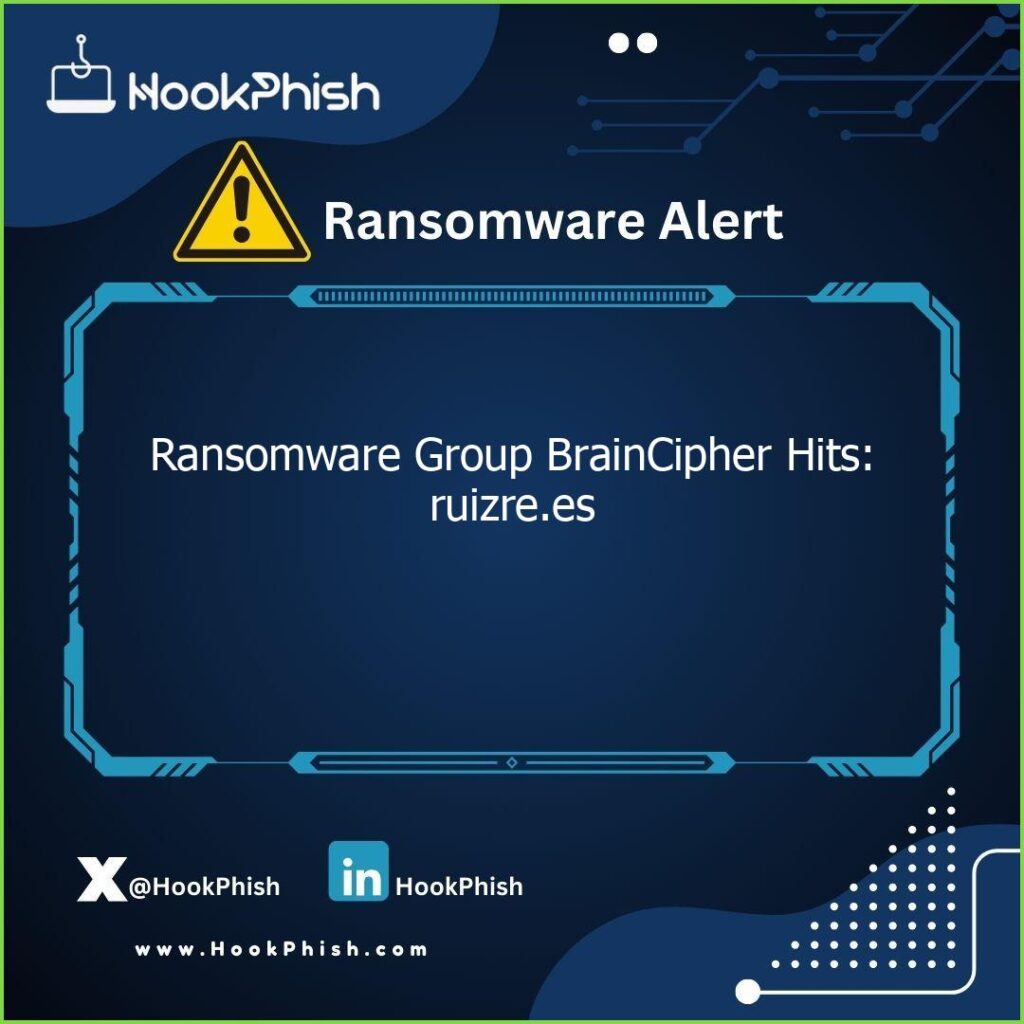 hookphish post ransomware group braincipher hits ruizre es