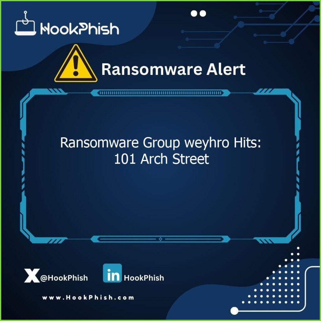 hookphish post ransomware group weyhro hits arch street