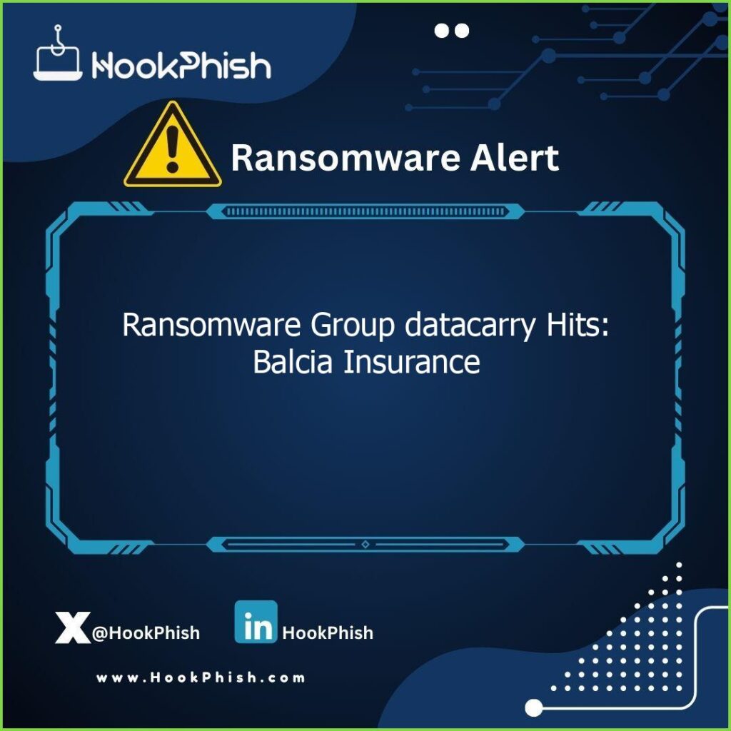 hookphish post ransomware group datacarry hits balcia insurance
