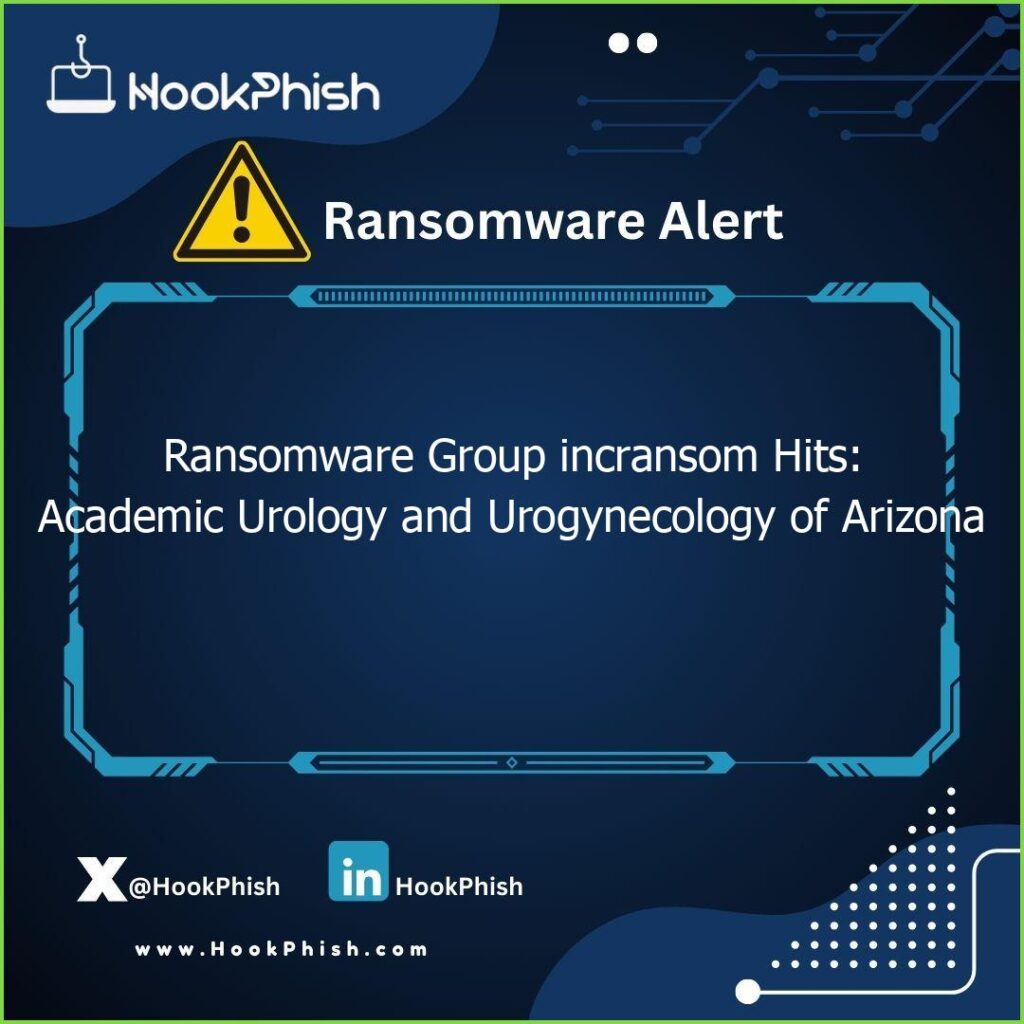 hookphish post ransomware group incransom hits academic urology and urogynecology of arizona