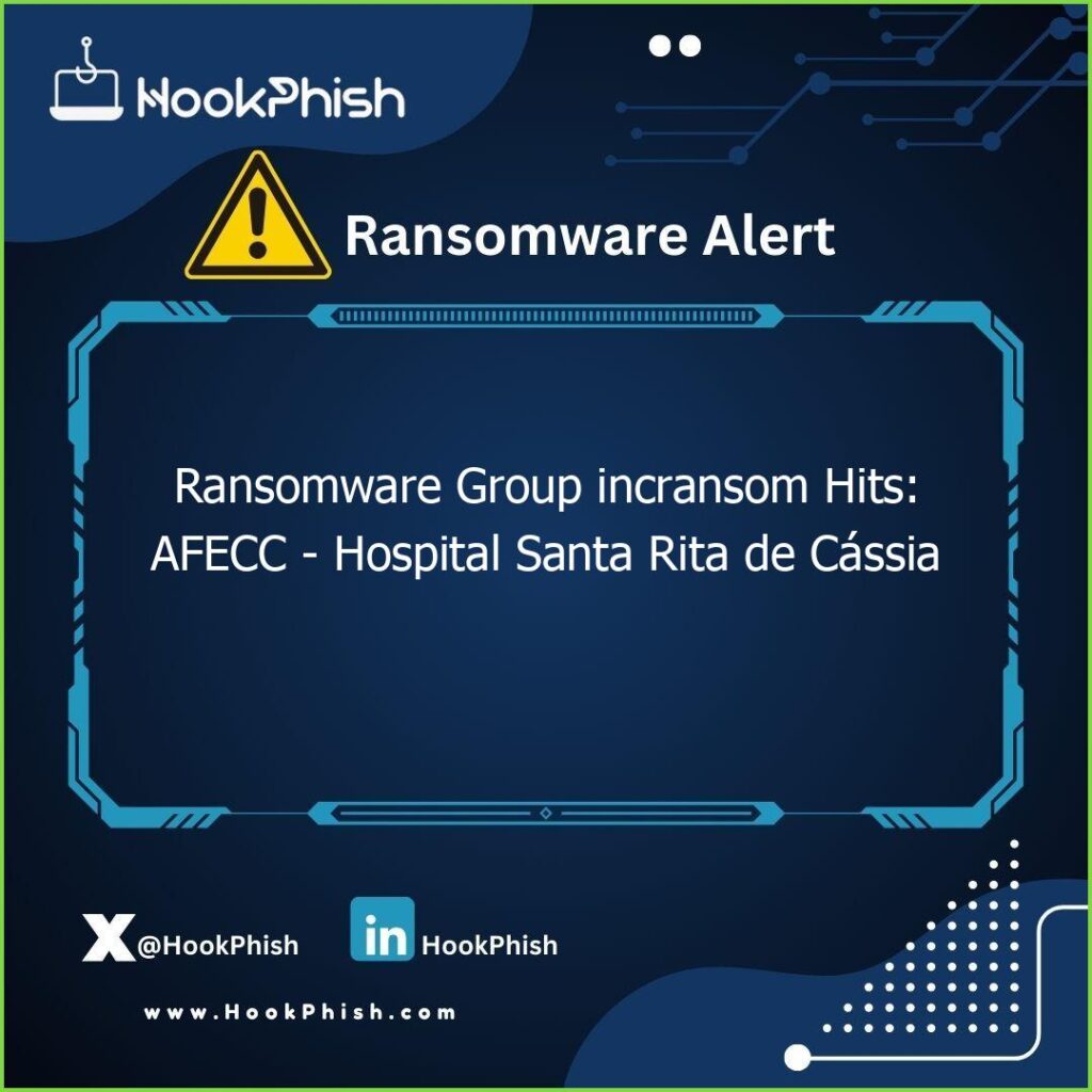 hookphish post ransomware group incransom hits afecc hospital santa rita de cassia