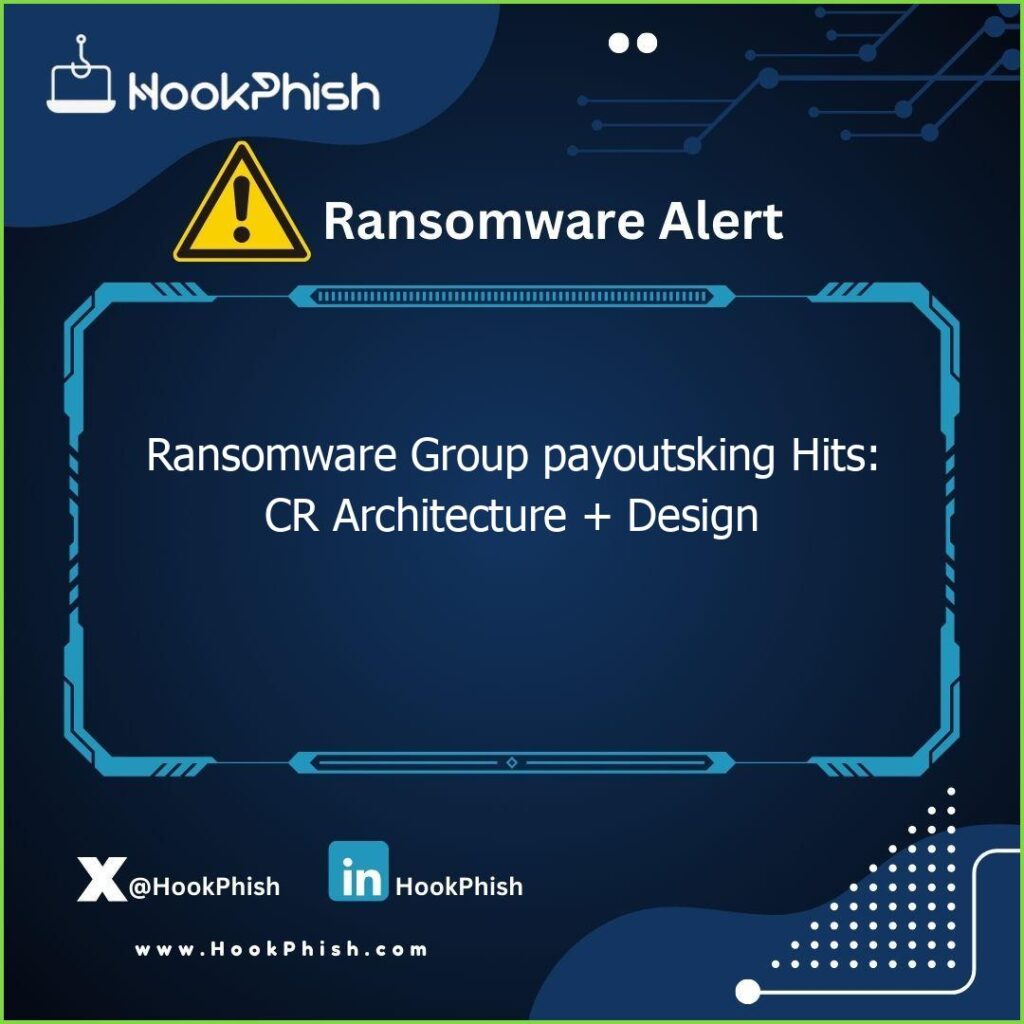 hookphish post ransomware group payoutsking hits cr architecture design