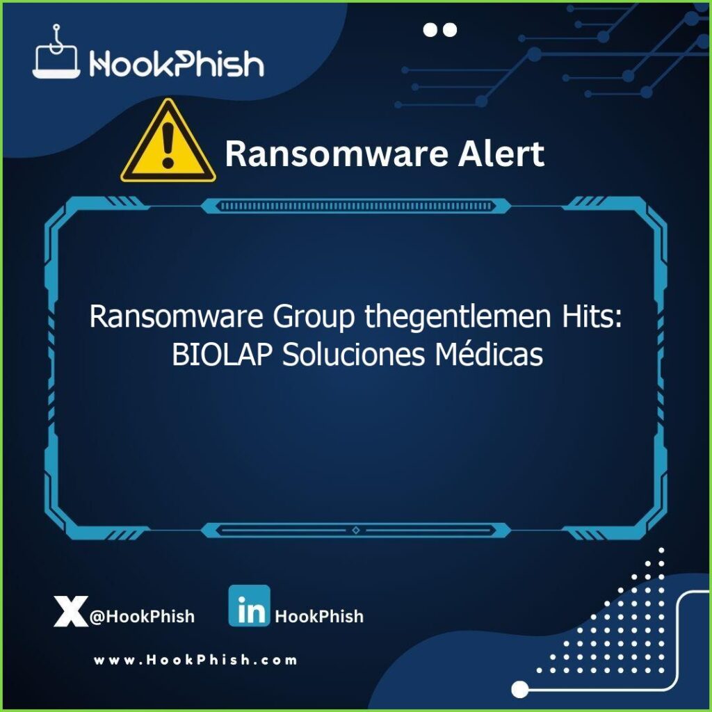 hookphish post ransomware group thegentlemen hits biolap soluciones medicas