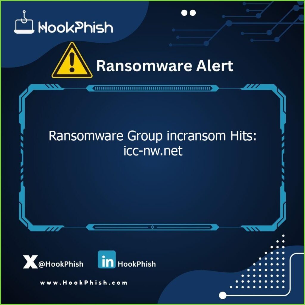 hookphish post ransomware group incransom hits icc nw net
