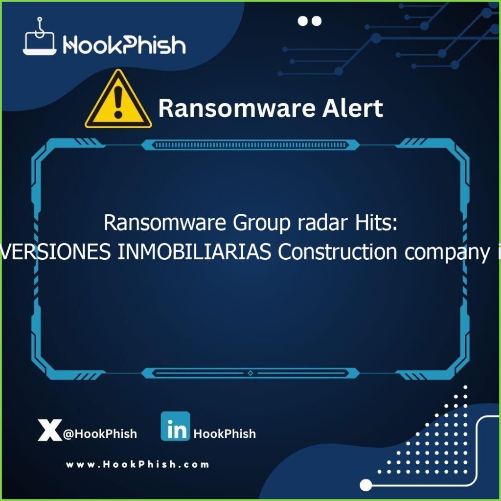 hookphish post ransomware group radar hits mc inversiones inmobiliarias construction company in peru