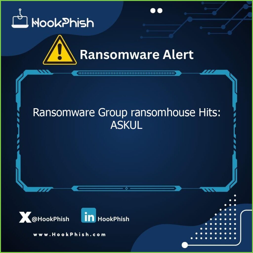 hookphish post ransomware group ransomhouse hits askul