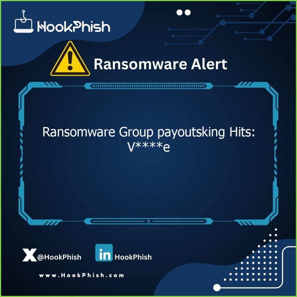 hookphish post ransomware group payoutsking hits ve