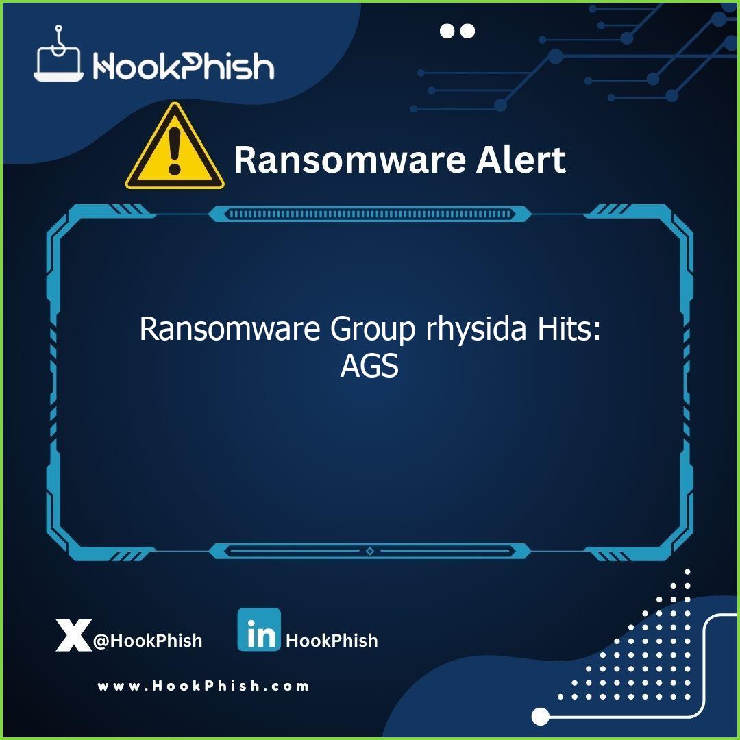 hookphish post ransomware group rhysida hits ags