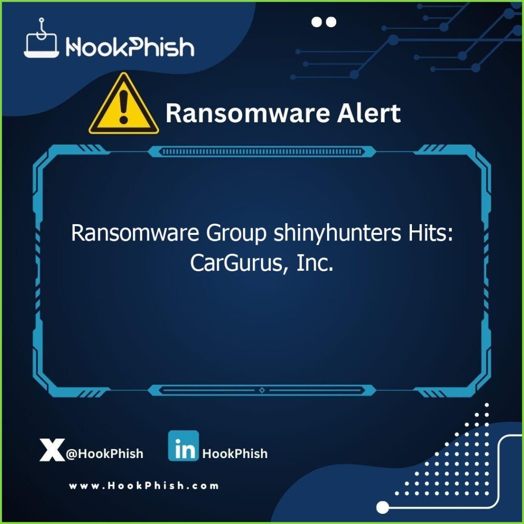 hookphish post ransomware group shinyhunters hits cargurus inc
