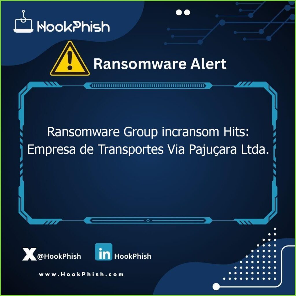 hookphish post ransomware group incransom hits empresa de transportes via pajucara ltda