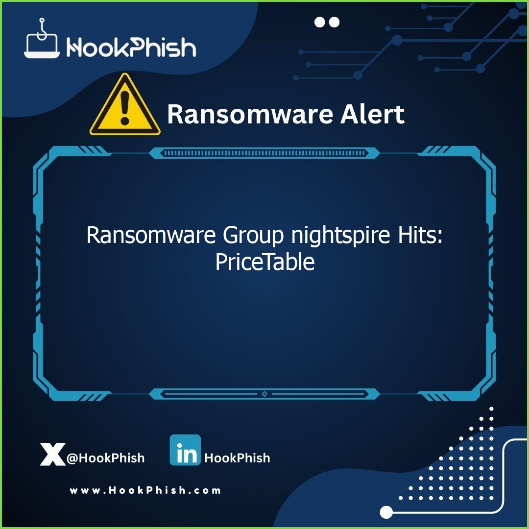 hookphish post ransomware group nightspire hits pricetable