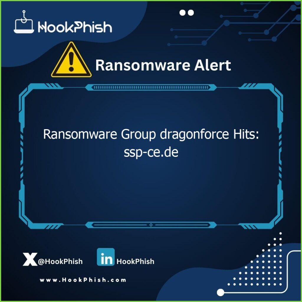 hookphish post ransomware group dragonforce hits ssp ce de