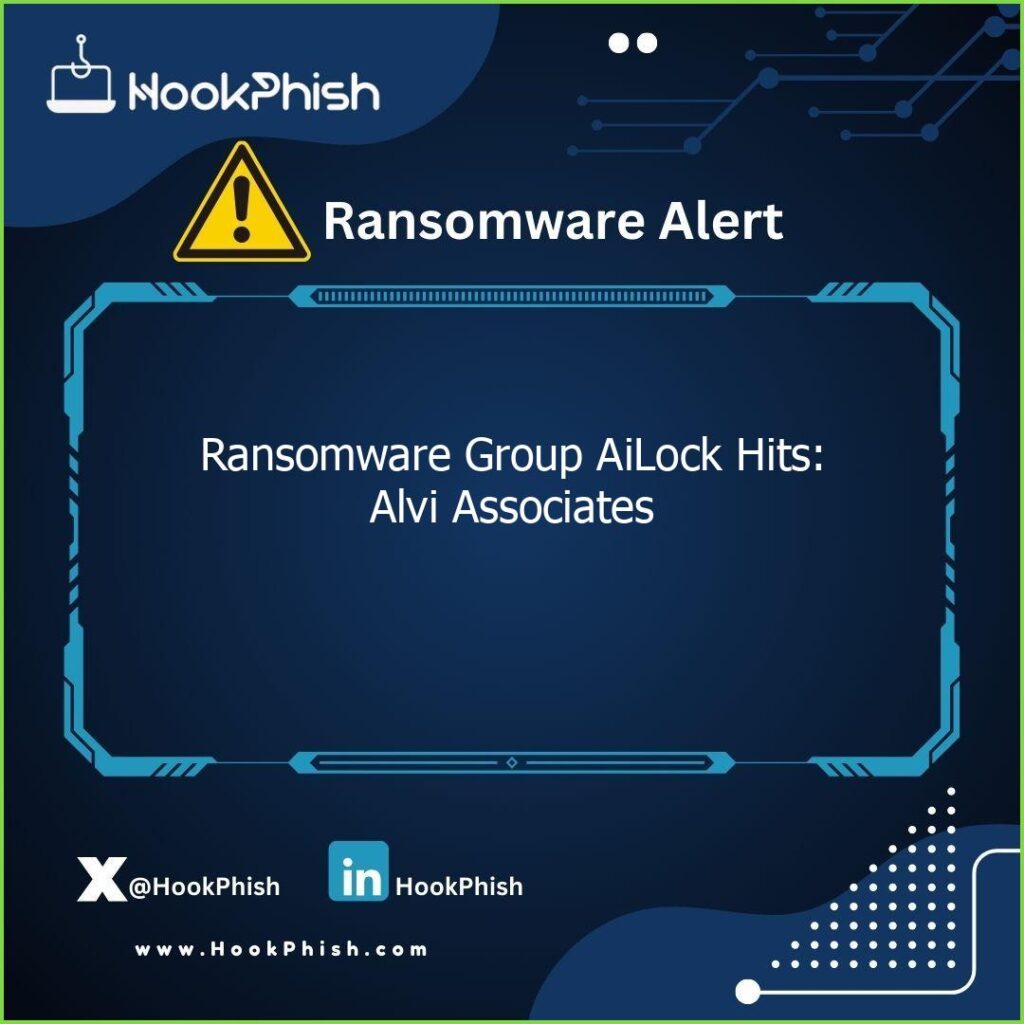 hookphish post ransomware group ailock hits alvi associates
