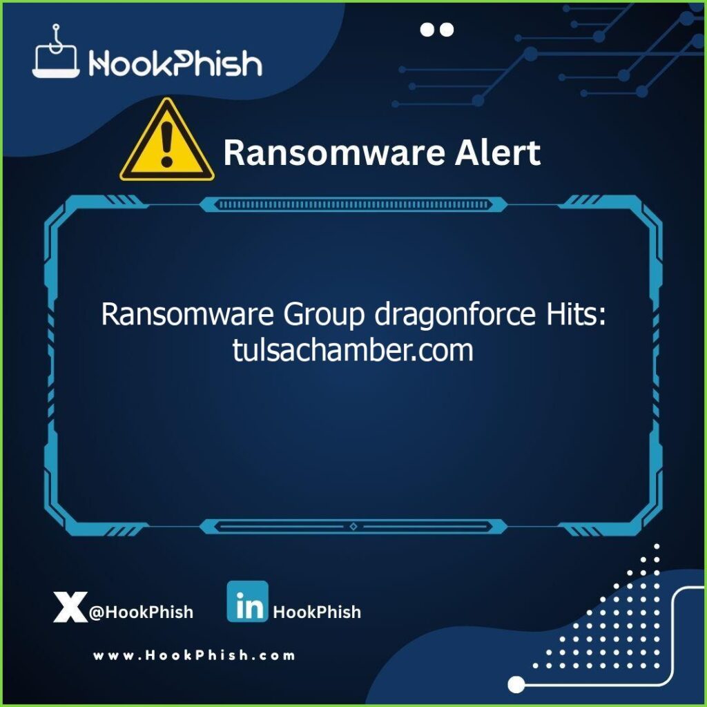 hookphish post ransomware group dragonforce hits tulsachamber com