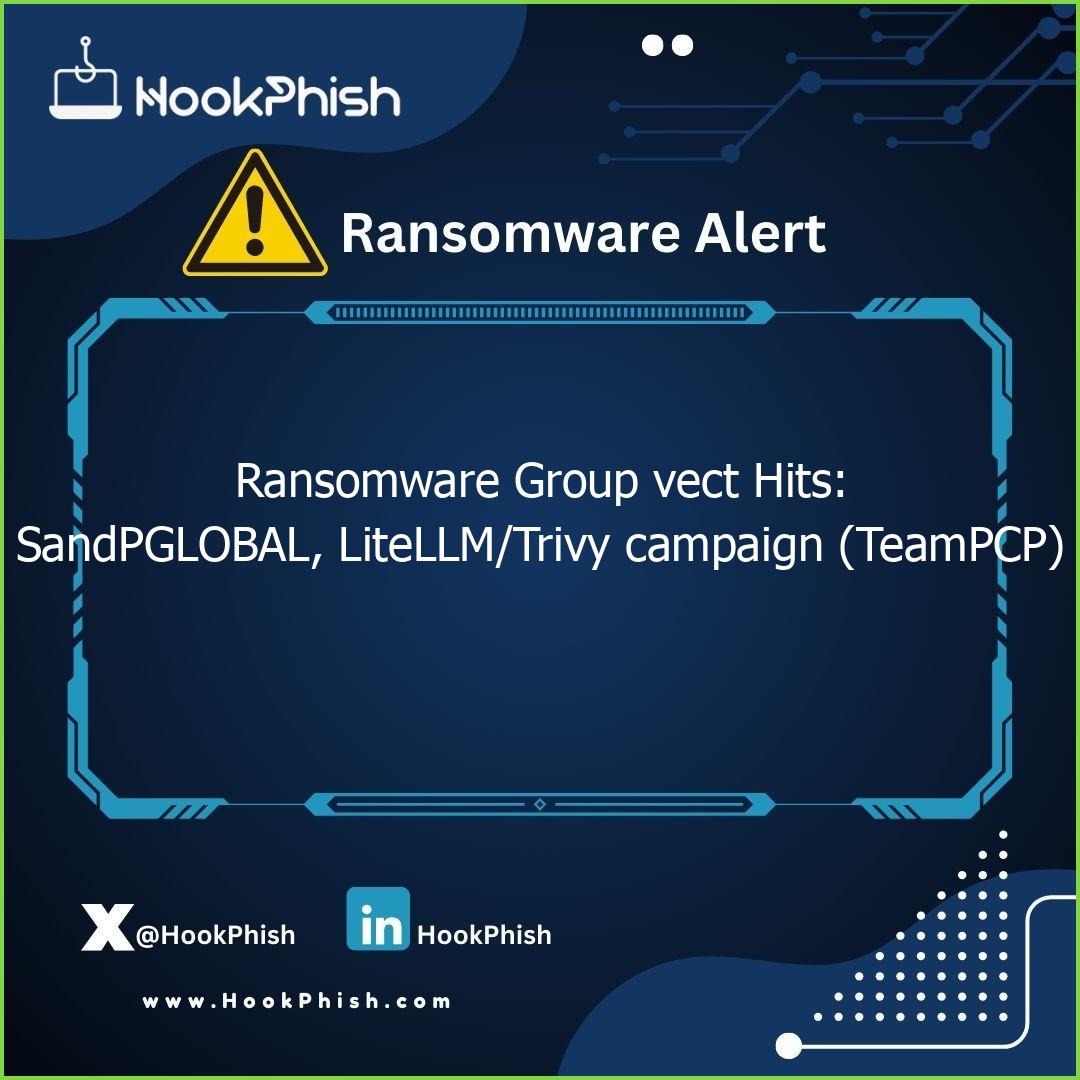 hookphish post ransomware group vect hits sandpglobal litellm trivy campaign teampcp