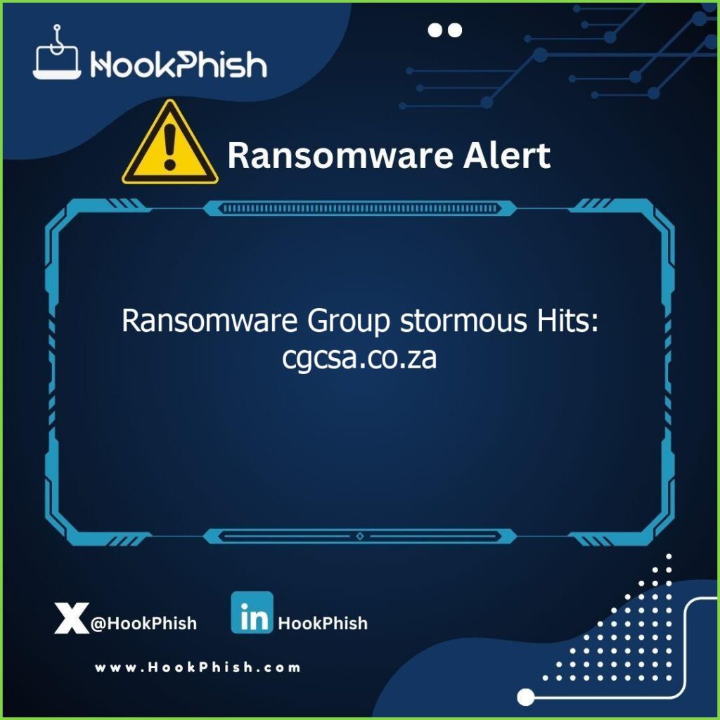 hookphish post ransomware group stormous hits cgcsa co za