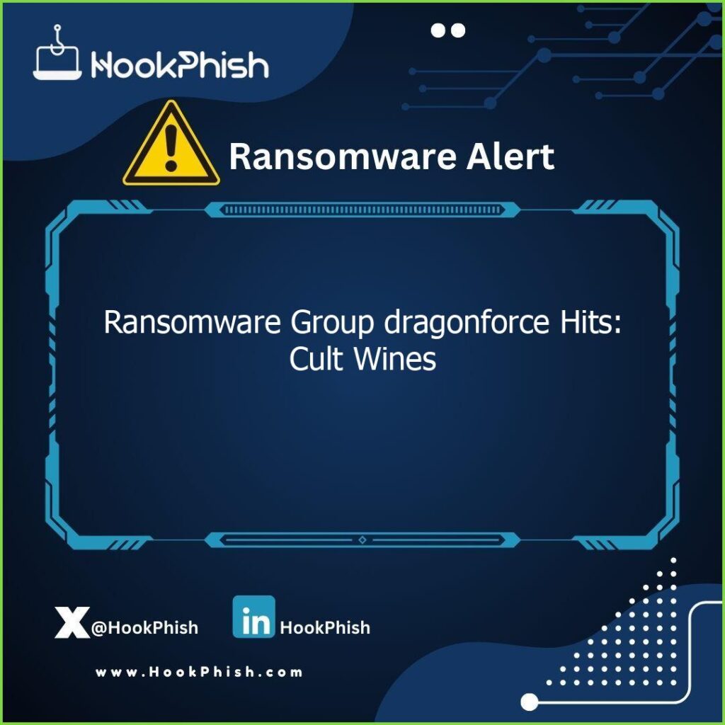 hookphish post ransomware group dragonforce hits cult wines