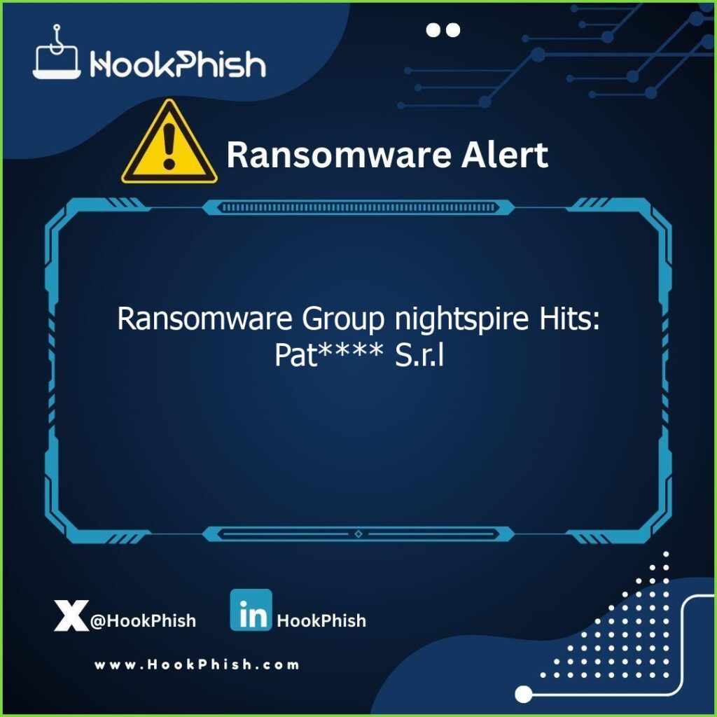 hookphish post ransomware group nightspire hits pat s r l