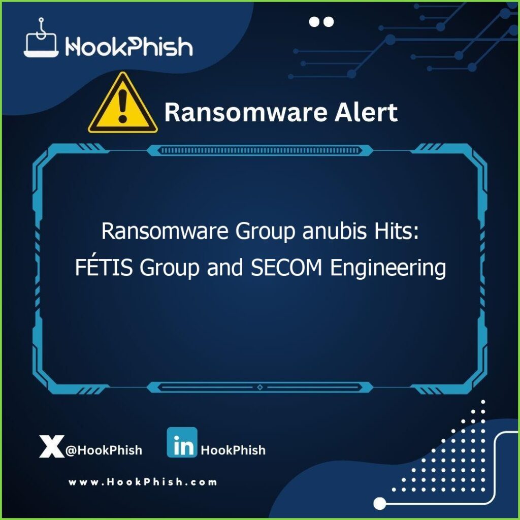 hookphish post ransomware group anubis hits fetis group and secom engineering